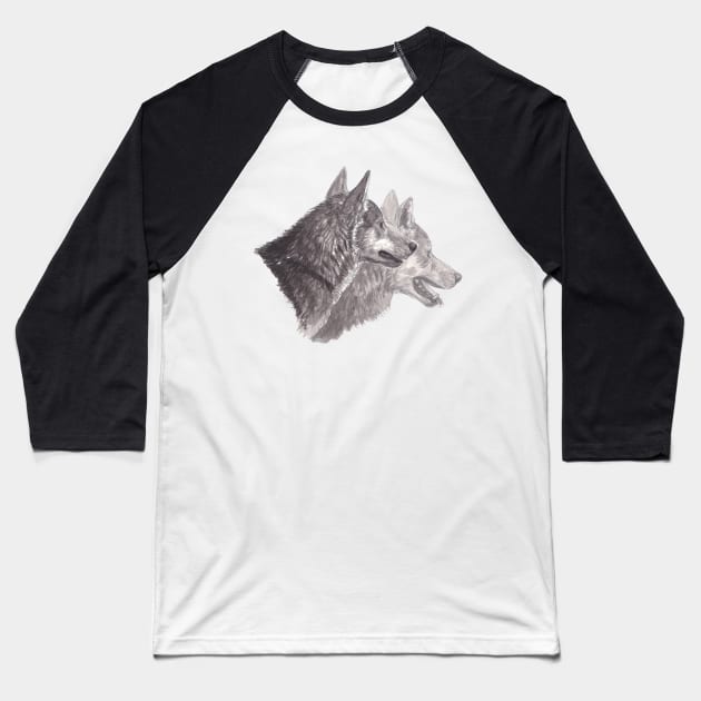 Wolves - Inktober Baseball T-Shirt by GaiaSorrentino